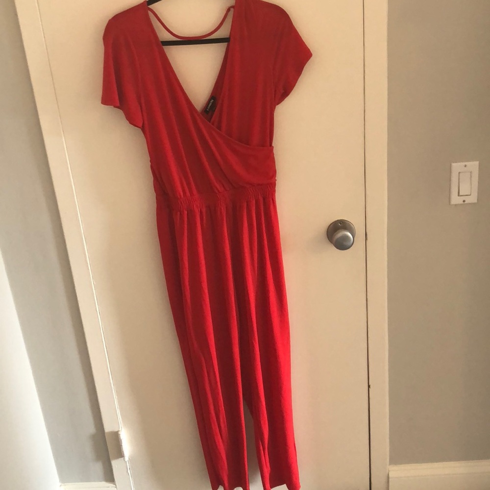 Express Red Sleeve Jumpsuit
